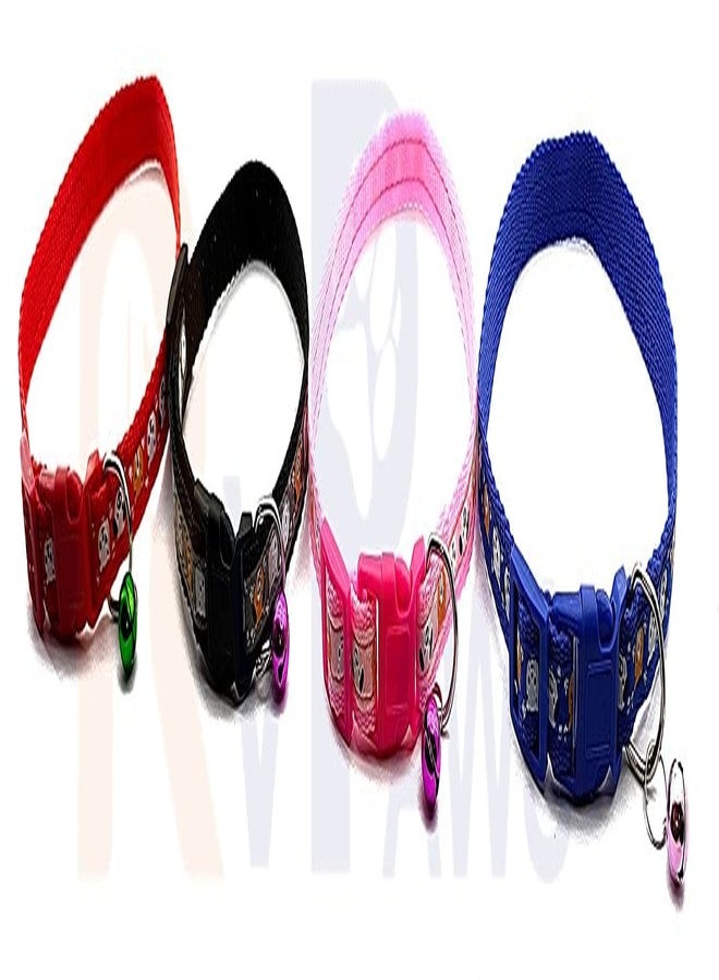 Pups&Pets Puppy Nylon 15MM Cute Soft Collar | Adjustable face Print with Sound Bell | Safe Neck Belt for Small Dogs and Cats - 1Pcs (RED) - Image 3